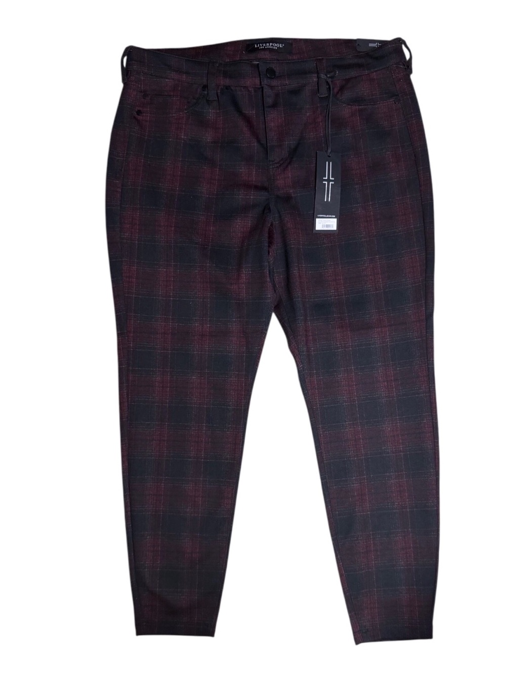 Liverpool Los Angeles Madonna Skinny black & red plaid women’s size 32/14P NWT